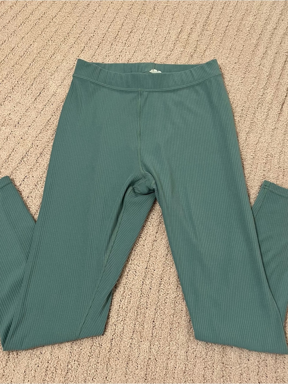 Women's ALO Yoga Ribbed Leggings - Teal Green Size Medium